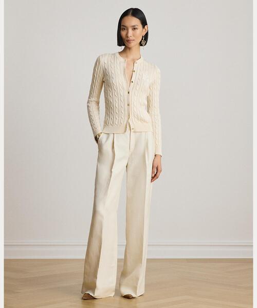 LAUREN RALPH LAUREN(ローレン ラルフ ローレン)の「ケーブルニット コットンブレンド カーディガン(カーディガン/ボレロ・レディース・ナチュラル・S/M/L/XS)」の8枚目の写真