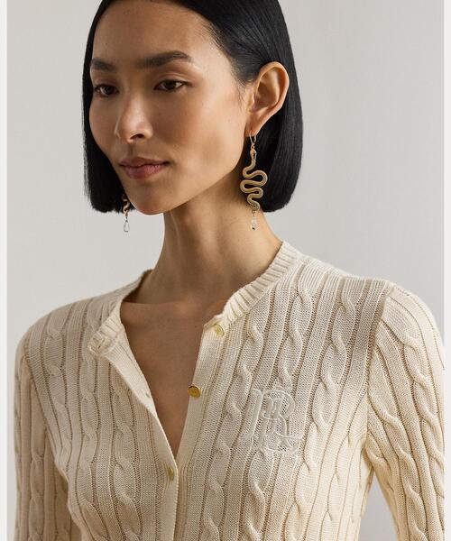 LAUREN RALPH LAUREN(ローレン ラルフ ローレン)の「ケーブルニット コットンブレンド カーディガン(カーディガン/ボレロ・レディース・ナチュラル・S/M/L/XS)」の6枚目の写真