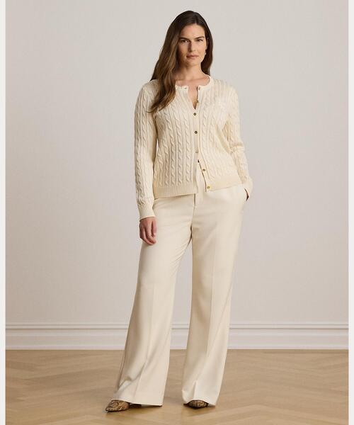 LAUREN RALPH LAUREN(ローレン ラルフ ローレン)の「ケーブルニット コットンブレンド カーディガン(カーディガン/ボレロ・レディース・ナチュラル・S/M/L/XS)」の4枚目の写真