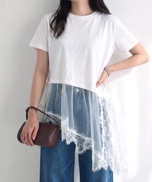 裾レースレイヤーTシャツ