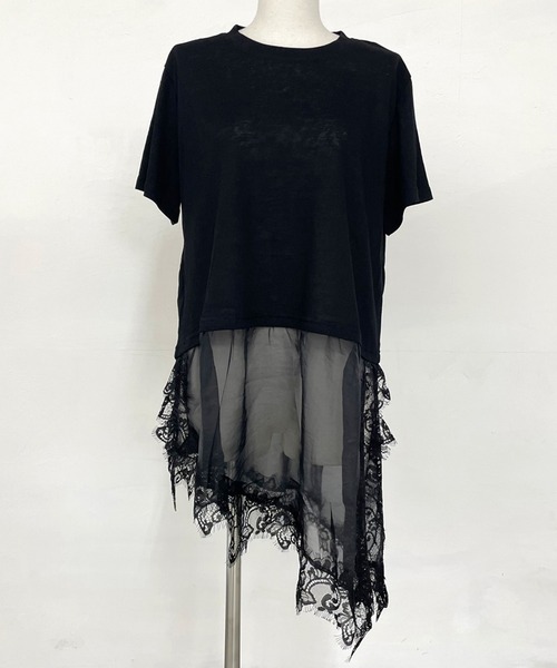 CRB(シーアールビー)の「裾レースレイヤーTシャツ(Tシャツ/カットソー・レディース・ブラック/オフホワイト・F)」の11枚目の写真