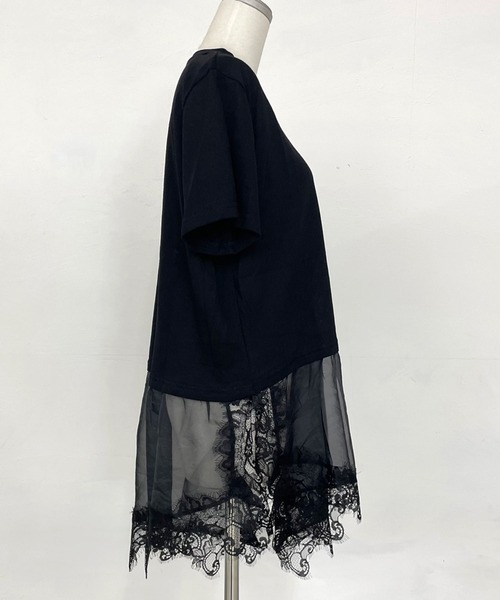 CRB(シーアールビー)の「裾レースレイヤーTシャツ(Tシャツ/カットソー・レディース・ブラック/オフホワイト・F)」の12枚目の写真