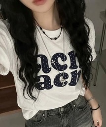 ドットロゴプリント オーバーサイズ半袖Tシャツ