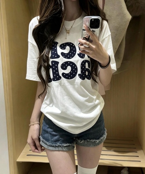 SHEPP(シープ)の「ドットロゴプリント オーバーサイズ半袖Tシャツ(Tシャツ/カットソー・レディース・ホワイト・L/M)」の7枚目の写真