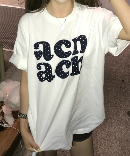 SHEPP(シープ)の「ドットロゴプリント オーバーサイズ半袖Tシャツ(Tシャツ/カットソー・レディース・ホワイト・L/M)」の6枚目の写真
