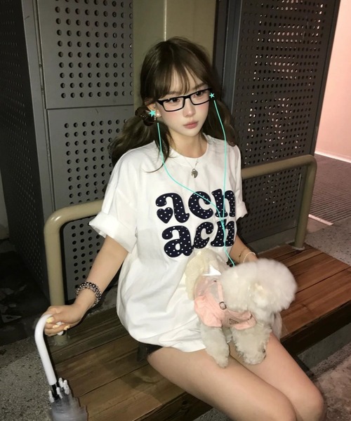 SHEPP(シープ)の「ドットロゴプリント オーバーサイズ半袖Tシャツ(Tシャツ/カットソー・レディース・ホワイト・L/M)」の13枚目の写真