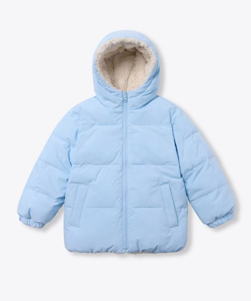 MUSINSA STANDARD KIDS（ムシンサスタンダードキッズ）の「デイリープファーリバーシブルフリースフーデッドパディングジャケット[スカイブルー/クリーム]（ブルゾン・レディース・その他・110/100/160/150/130/140/120）」の2枚目の写真