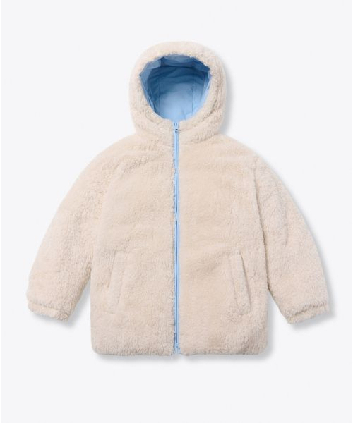 MUSINSA STANDARD KIDS（ムシンサスタンダードキッズ）の「デイリープファーリバーシブルフリースフーデッドパディングジャケット[スカイブルー/クリーム]（ブルゾン・レディース・その他・110/100/160/150/130/140/120）」の4枚目の写真