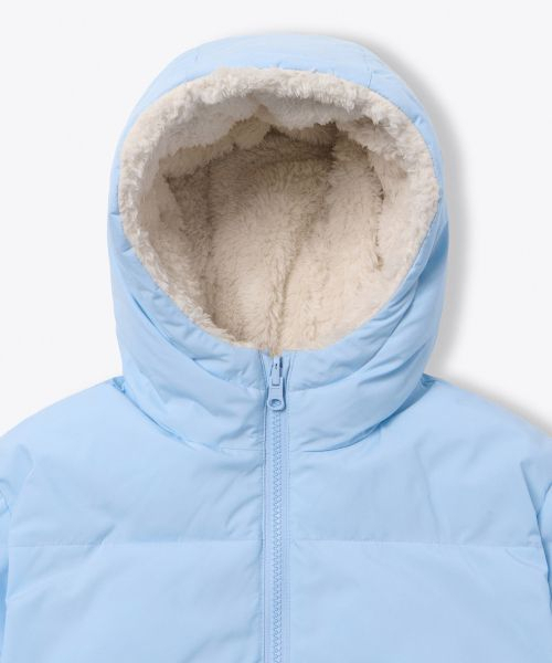 MUSINSA STANDARD KIDS（ムシンサスタンダードキッズ）の「デイリープファーリバーシブルフリースフーデッドパディングジャケット[スカイブルー/クリーム]（ブルゾン・レディース・その他・110/100/160/150/130/140/120）」の6枚目の写真