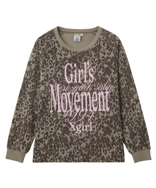 X-girl（エックスガール）の「MIXED FONT THERMAL L/S TEE（Tシャツ/カットソー・レディース・レオパード/アッシュ・ONE SIZE）」の9枚目の写真