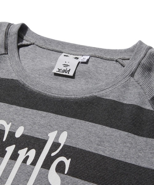 X-girl（エックスガール）の「MIXED FONT THERMAL L/S TEE（Tシャツ/カットソー・レディース・レオパード/アッシュ・ONE SIZE）」の12枚目の写真
