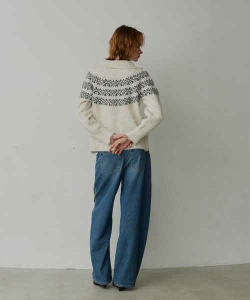 uchi.(ウチ)の「ノルディック柄ハーフジップニットプルオーバー(ニット/セーター・レディース・グレー/ブラウン/アイボリー・FREE)」の13枚目の写真
