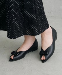 【26秋冬】リボンオープントゥフラットパンプス(0634)