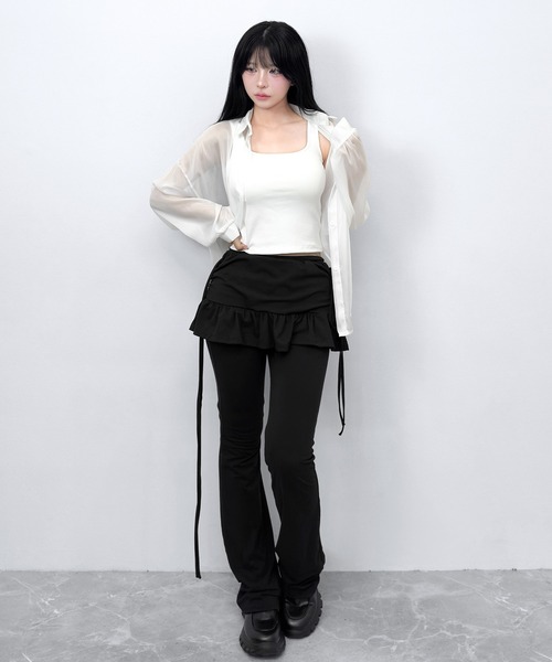 FOLLOWIN（フォロウィン）の「【3COLOR/シアー/冷房・UV対策】シアーオーバーシャツブラウス（シャツ/ブラウス・レディース・ホワイト/グレー/ブラック・FREE）」の11枚目の写真