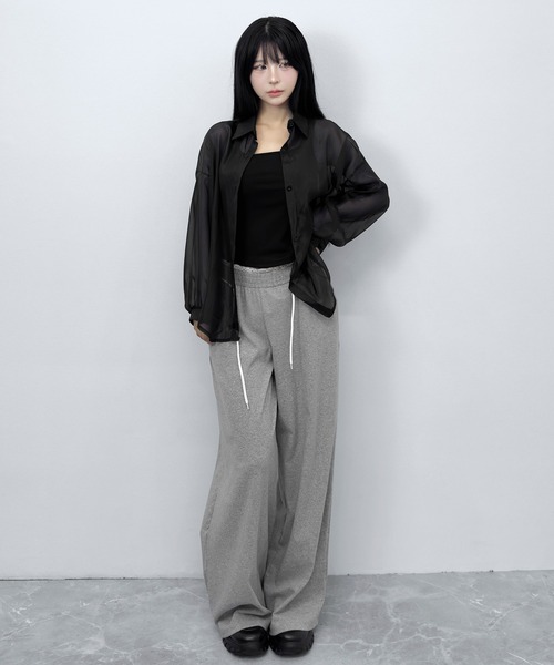 FOLLOWIN（フォロウィン）の「【3COLOR/シアー/冷房・UV対策】シアーオーバーシャツブラウス（シャツ/ブラウス・レディース・ホワイト/グレー/ブラック・FREE）」の22枚目の写真