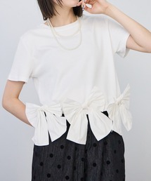 裾リボンフレンチスリーブTシャツ