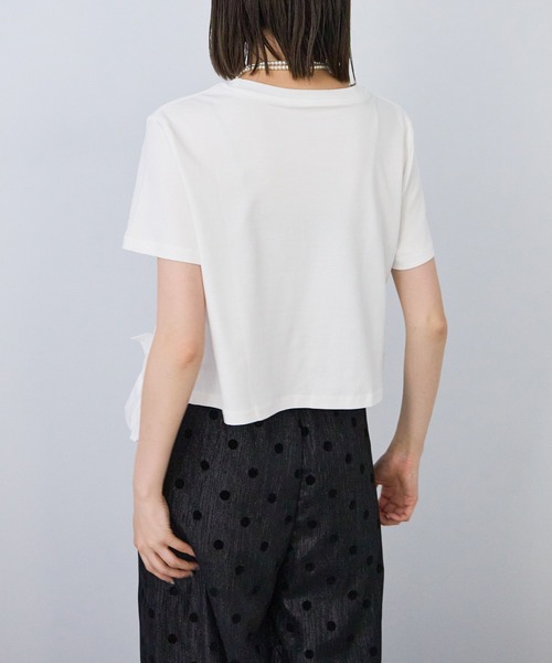 each(イーチ)の「裾リボンフレンチスリーブTシャツ(Tシャツ/カットソー・レディース・ブラック/ホワイト・FREE)」の6枚目の写真