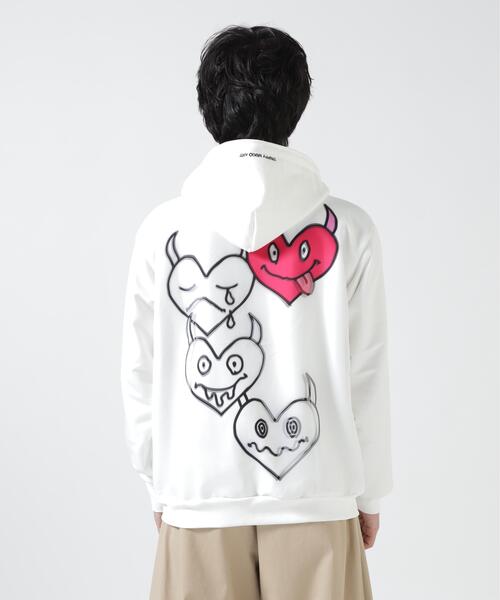 TRIPPY ART(トリッピーアート)の「TRIPPY ART(トリッピーアート)ONI HERTS 3D ZIP SWEAT PARKA(パーカー・メンズ・ホワイト・S/L/M)」の7枚目の写真