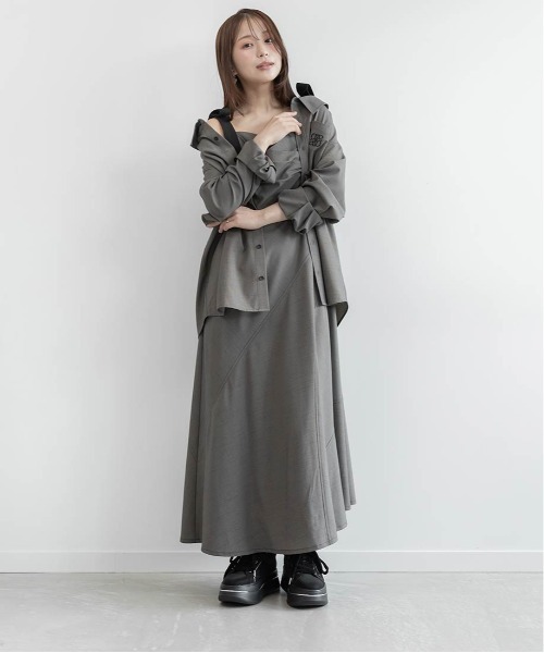RANDA(ランダ)の「マルチWAY モノグラム刺繍オーバーサイズシャツ(シャツ/ブラウス・レディース・ブラック/ブラウン/ベージュ・FREE)」の16枚目の写真