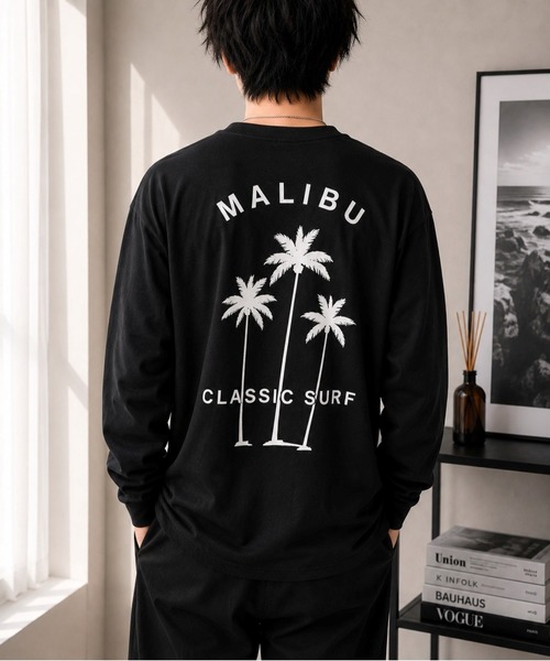 VIBGYOR(ヴィブジョー)の「【Bls】 【ZM】【Bling Leads】ポケ付きヤシの木プリント 天竺ロンTEE(BL)(Tシャツ/カットソー・レディース・グレー系その他・FREE)」の7枚目の写真