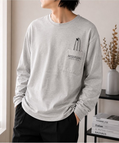 VIBGYOR(ヴィブジョー)の「【Bls】 【ZM】【Bling Leads】ポケ付きヤシの木プリント 天竺ロンTEE(BL)(Tシャツ/カットソー・レディース・グレー系その他・FREE)」の8枚目の写真