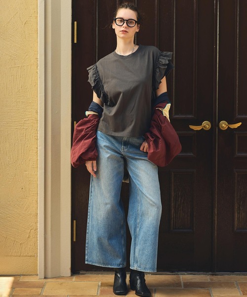 Re Fiina(フィーナ)の「バックベルトワイドパンツ(デニムパンツ・レディース・インディゴブルー・M/L)」の13枚目の写真