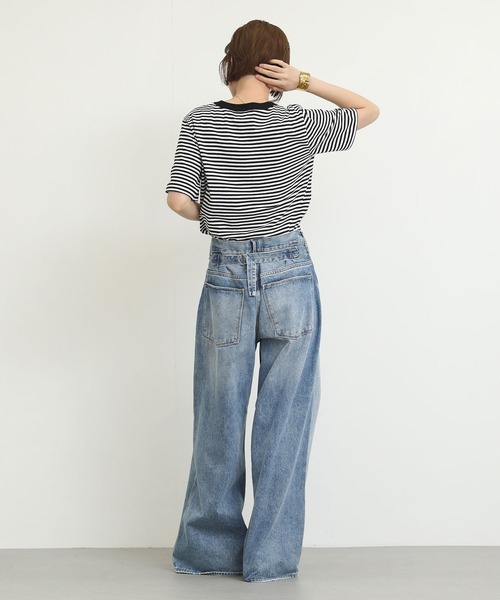 Re Fiina(フィーナ)の「バックベルトワイドパンツ(デニムパンツ・レディース・インディゴブルー・M/L)」の5枚目の写真
