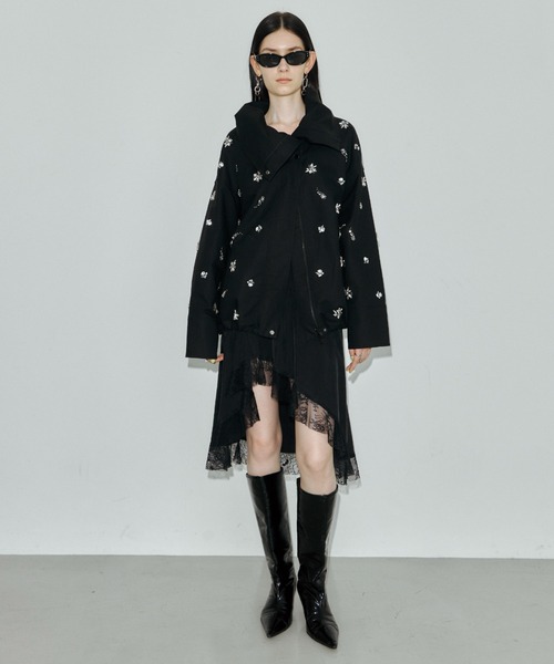JOSE MOON(ジョゼムーン)の「COTTON 2WAY BLOUSON with BIJOU/コットン2WAYブルゾンwithビジュー(その他アウター・レディース・ベージュ/ブラック・36/38)」の13枚目の写真