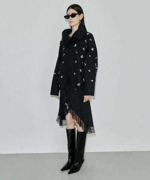 JOSE MOON(ジョゼムーン)の「COTTON 2WAY BLOUSON with BIJOU/コットン2WAYブルゾンwithビジュー(その他アウター・レディース・ベージュ/ブラック・36/38)」の10枚目の写真