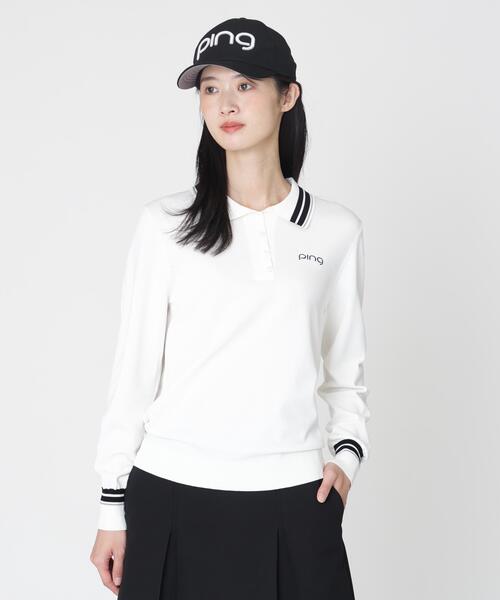PING(ピン)の「【PING APPAREL】スキッパーニットプルオーバー (LADIES)(ニット/セーター・レディース・ホワイト/ブラック/ベージュ・M/L/S)」の2枚目の写真