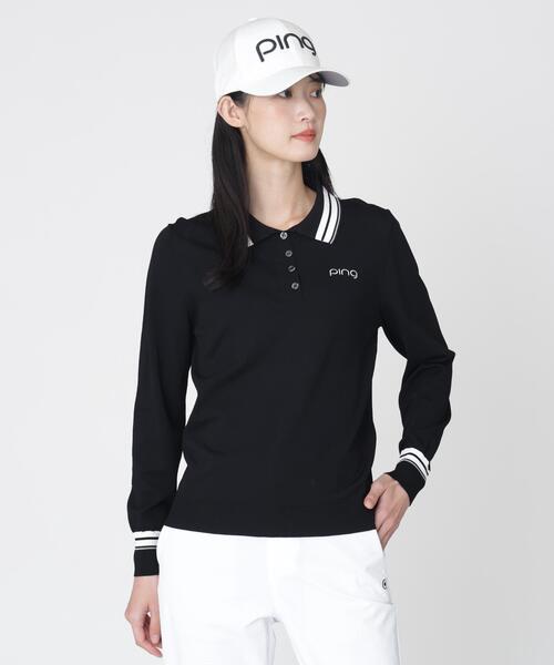 PING(ピン)の「【PING APPAREL】スキッパーニットプルオーバー (LADIES)(ニット/セーター・レディース・ホワイト/ブラック/ベージュ・M/L/S)」の1枚目の写真