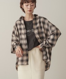 シアーチェックゴールドボタンシャツ