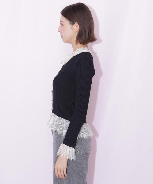 JILL by JILL STUART(ジルバイジルスチュアート)の「レースレイヤードリブニット(ニット/セーター・レディース・ブラック/グレー/レッド・FREE)」の9枚目の写真