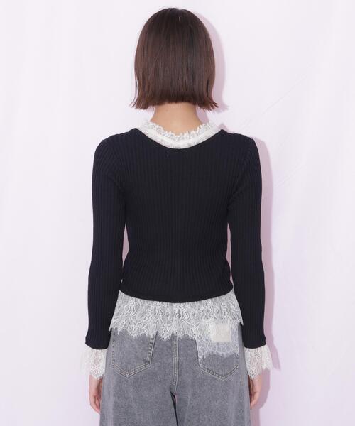JILL by JILL STUART(ジルバイジルスチュアート)の「レースレイヤードリブニット(ニット/セーター・レディース・ブラック/グレー/レッド・FREE)」の16枚目の写真
