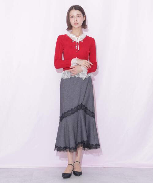 JILL by JILL STUART(ジルバイジルスチュアート)の「レースレイヤードリブニット(ニット/セーター・レディース・ブラック/グレー/レッド・FREE)」の21枚目の写真