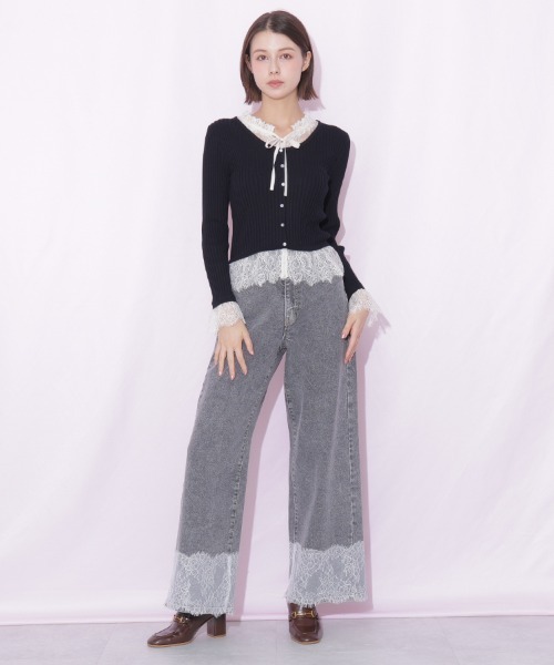 JILL by JILL STUART(ジルバイジルスチュアート)の「レースレイヤードリブニット(ニット/セーター・レディース・ブラック/グレー/レッド・FREE)」の5枚目の写真