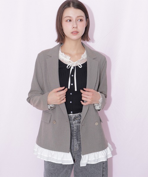 JILL by JILL STUART(ジルバイジルスチュアート)の「レースレイヤードリブニット(ニット/セーター・レディース・ブラック/グレー/レッド・FREE)」の7枚目の写真