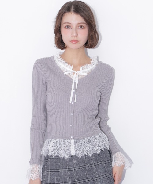 JILL by JILL STUART(ジルバイジルスチュアート)の「レースレイヤードリブニット(ニット/セーター・レディース・ブラック/グレー/レッド・FREE)」の17枚目の写真