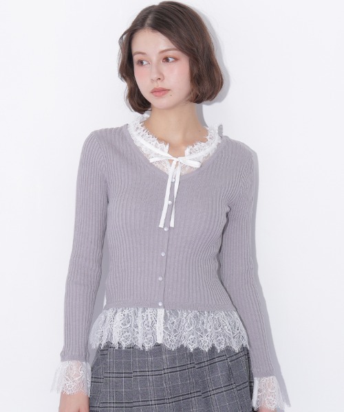 JILL by JILL STUART(ジルバイジルスチュアート)の「レースレイヤードリブニット(ニット/セーター・レディース・ブラック/グレー/レッド・FREE)」の18枚目の写真