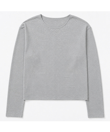 クロップドワッフルロングスリーブTシャツ ライトグレー