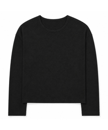 クロップドワッフルロングスリーブTシャツ ライトグレー