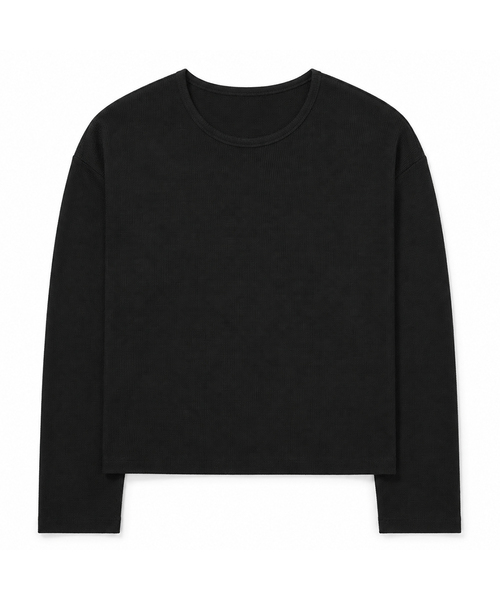 DE GRAND MATIN(ディグランドマーティン)の「クロップドワッフルロングスリーブTシャツ ライトグレー(Tシャツ/カットソー・メンズ・ブラック/グレー/ライトグレー・LARGE/MEDIUM)」の1枚目の写真