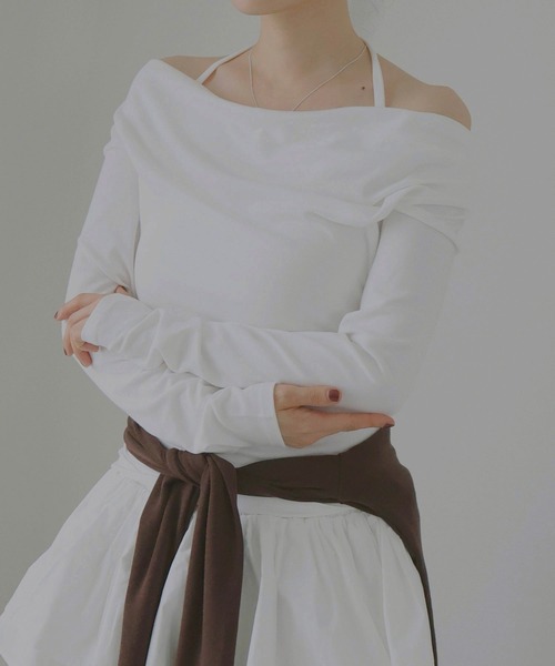 Mili affinity(ミリアフィニティー)の「レイヤードオフショルロングスリーブTシャツ(Tシャツ/カットソー・レディース・ブラック/ブラウン/オフホワイト・FREE)」の22枚目の写真