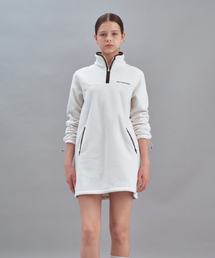 FLEECE HALF ZIP-UP DRESS - IVORY
