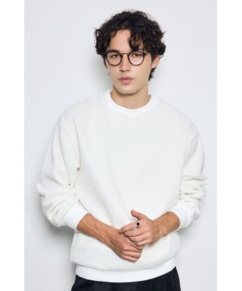 AZUL by moussy(アズールバイマウジー)の「モールカットソー長袖トップス 秋服 冬服 春服 スウェット トレーナー プルオーバー 無地(Tシャツ/カットソー・メンズ・グレー/ブラック/ホワイト・MEDIUM/LARGE)」の4枚目の写真