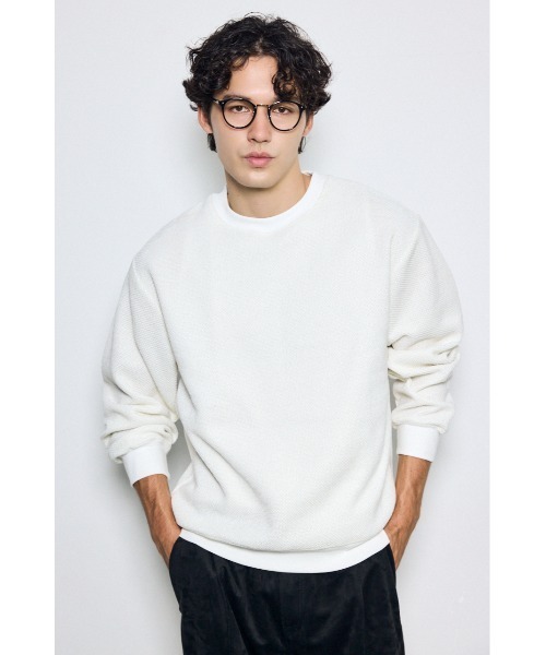 AZUL by moussy(アズールバイマウジー)の「モールカットソー長袖トップス 秋服 冬服 春服 スウェット トレーナー プルオーバー 無地(Tシャツ/カットソー・メンズ・グレー/ブラック/ホワイト・MEDIUM/LARGE)」の5枚目の写真