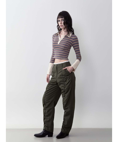 BIBORA（ビボラ）の「レースシャーリングカーブドパンツ(khaki)（スウェットパンツ・レディース・その他・1/2）」の4枚目の写真