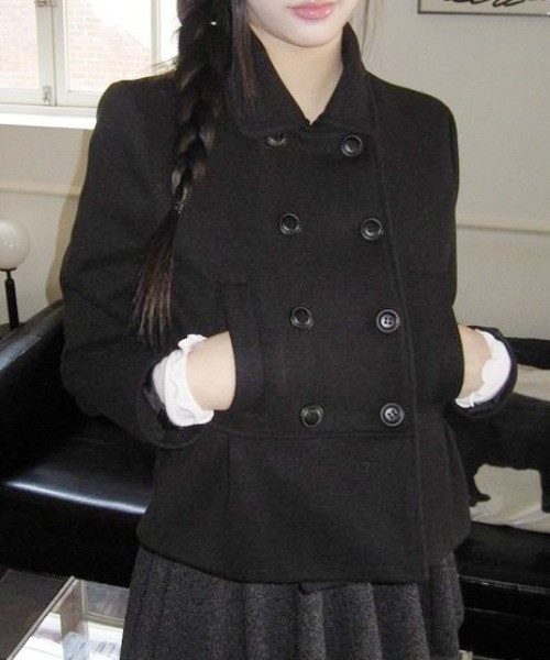 wool blend shaggy cocoon p coat/ウールブレンドシャギーコクーンP