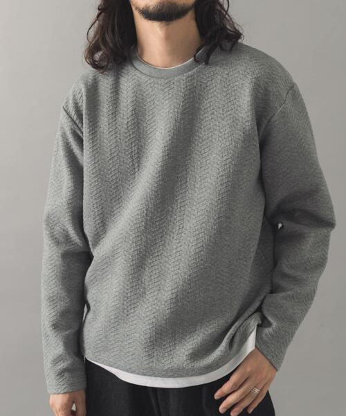ITEMS URBANRESEARCH(アイテムズ アーバンリサーチ)の「フェイクレイヤードジオメジャカードトップス(Tシャツ/カットソー・メンズ・ブラック/モカ/グレー・LARGE/MEDIUM)」の1枚目の写真