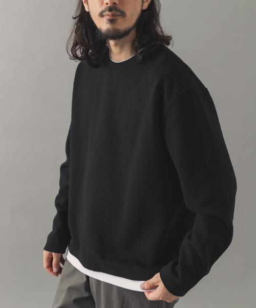 ITEMS URBANRESEARCH(アイテムズ アーバンリサーチ)の「フェイクレイヤードジオメジャカードトップス(Tシャツ/カットソー・メンズ・ブラック/モカ/グレー・LARGE/MEDIUM)」の7枚目の写真